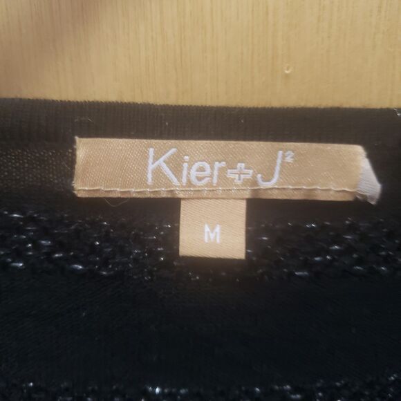 KEIR+J Black and silver striped V-neck sweater SZ MEDIUM III EXCELLENT CONDITION - Picture 4 of 4